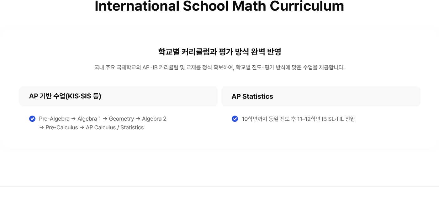 International School Math Curriculum